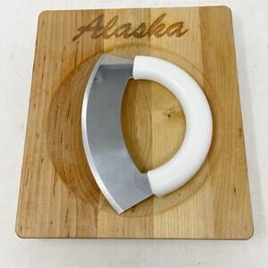 Copco Mezzaluna Ulu Knife & Alaska Concave Chopping Board Set Epicure
